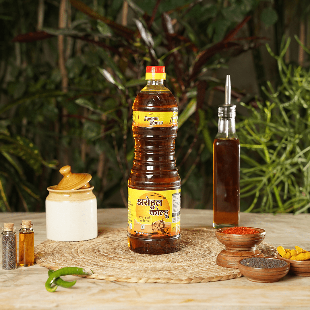 Arohul Kolhu Mustard Oil 1 Litre Bottle