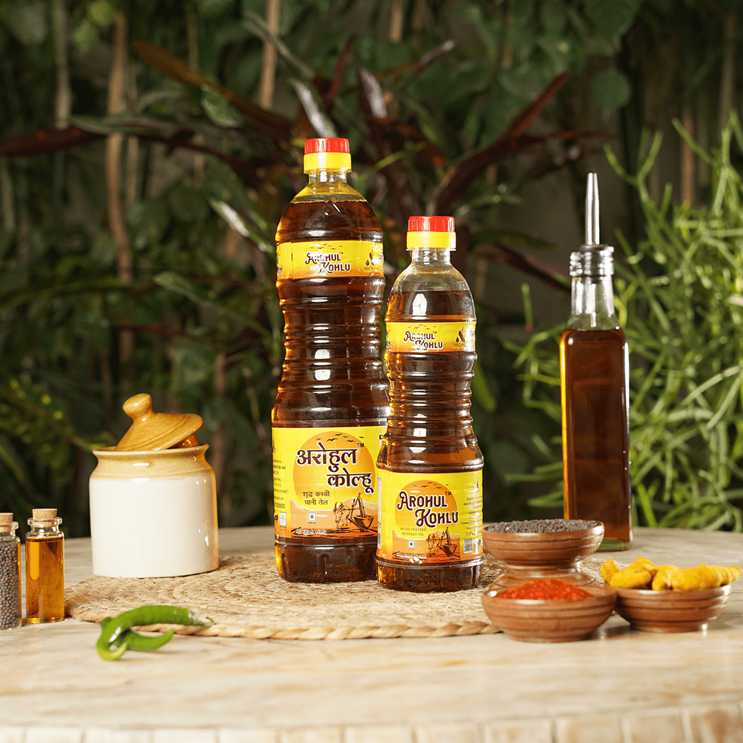 Arohul Kolhu Mustard Oil 1 Litre Bottle