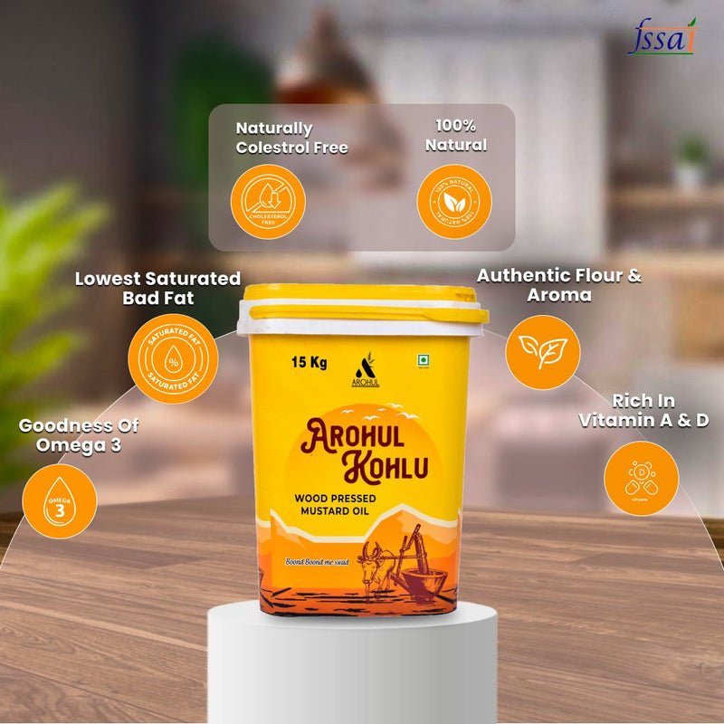 Arohul Kolhu Mustard Oil 15 Kg Bucket
