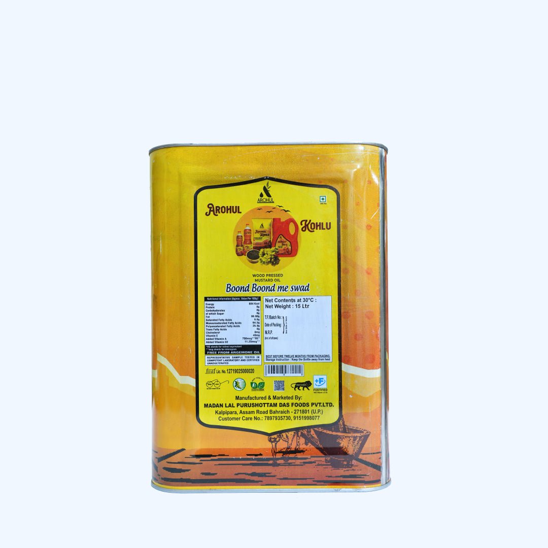 Arohul Kolhu Mustard Oil 15 Litres Tin